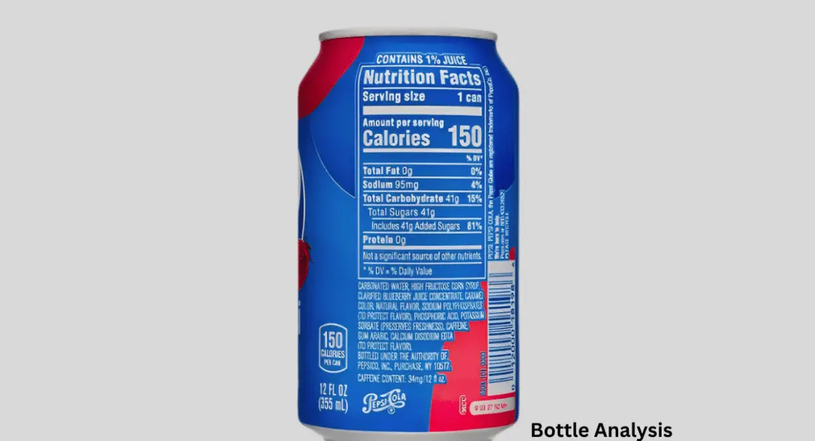 nutrition label of pepsi