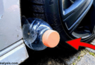 Why put a plastic bottle on your tire?